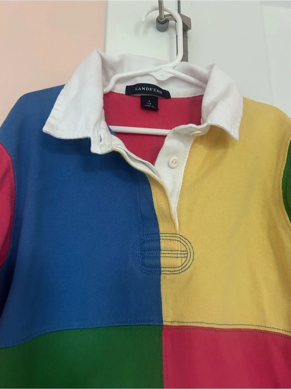 Lands' End Kids' Colorblock Rugby Shirt - Multit size 7/8