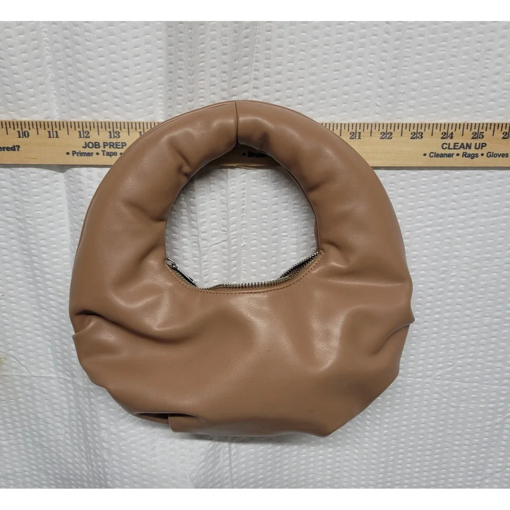 Future Collective Reese Blutstein Padded Round Hobo Bag Tan Brown Circle Handle