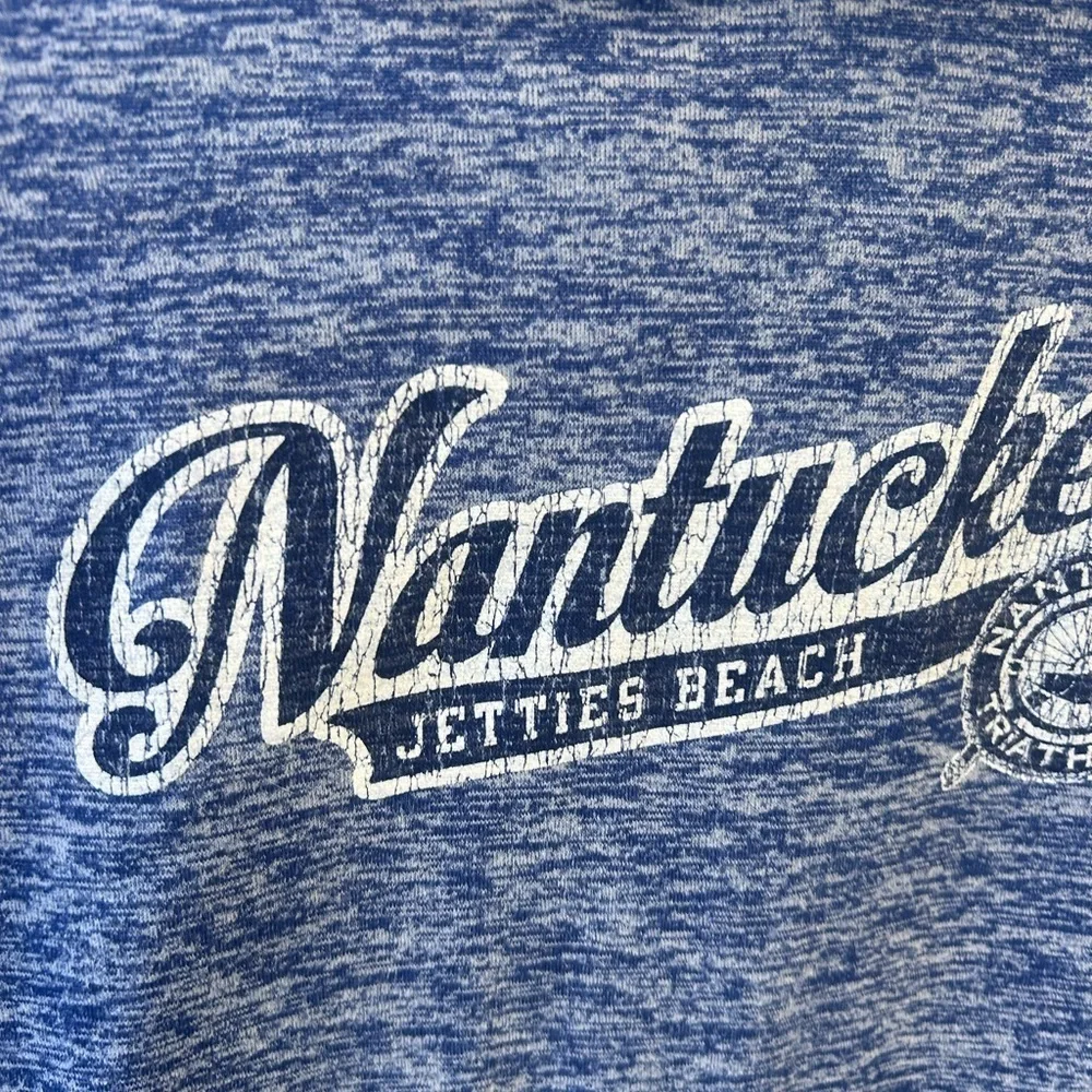 Jetties beach Nantucket unisex youth  XL Heathered blue hoodie