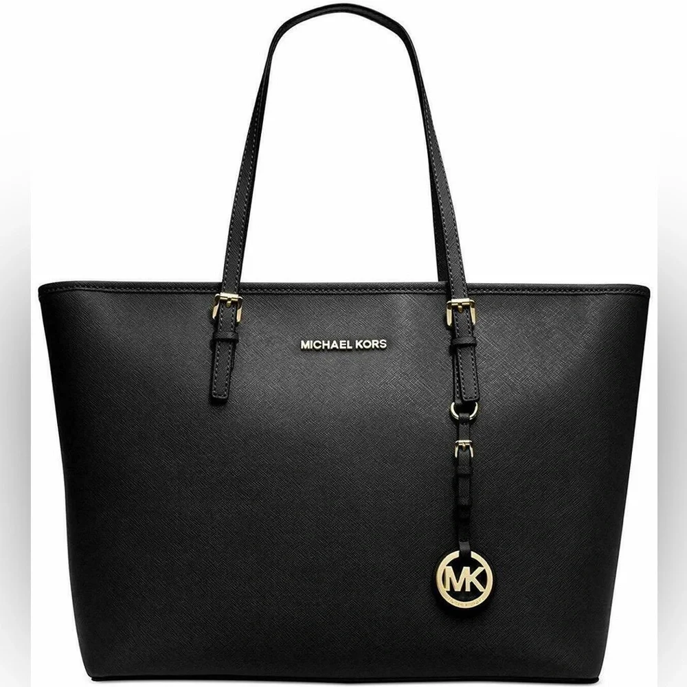Michael Kors Jet‎ Set Black Saffiano Travel Tote Leather Bag