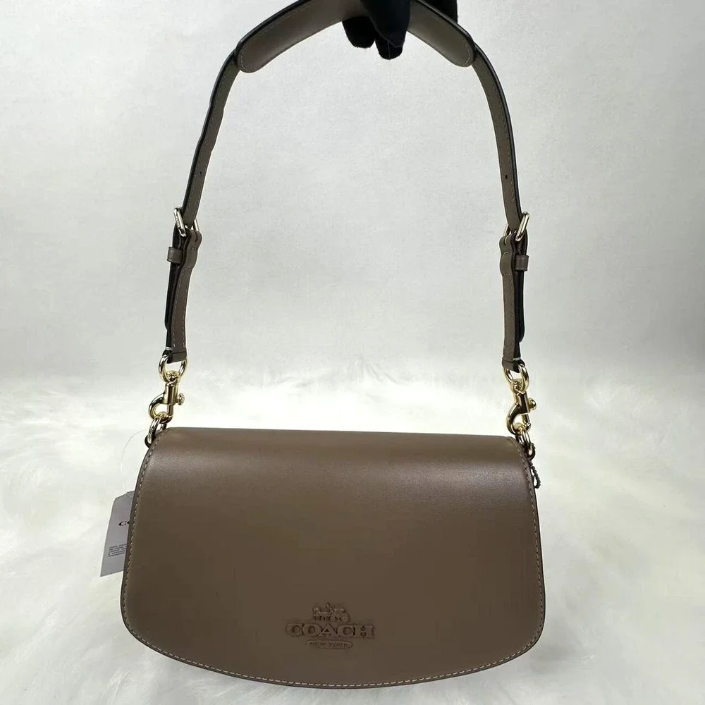 COACH Andrea Shoulder Bag In Smooth Leather/Gold/Dark Stone CT768 NWT