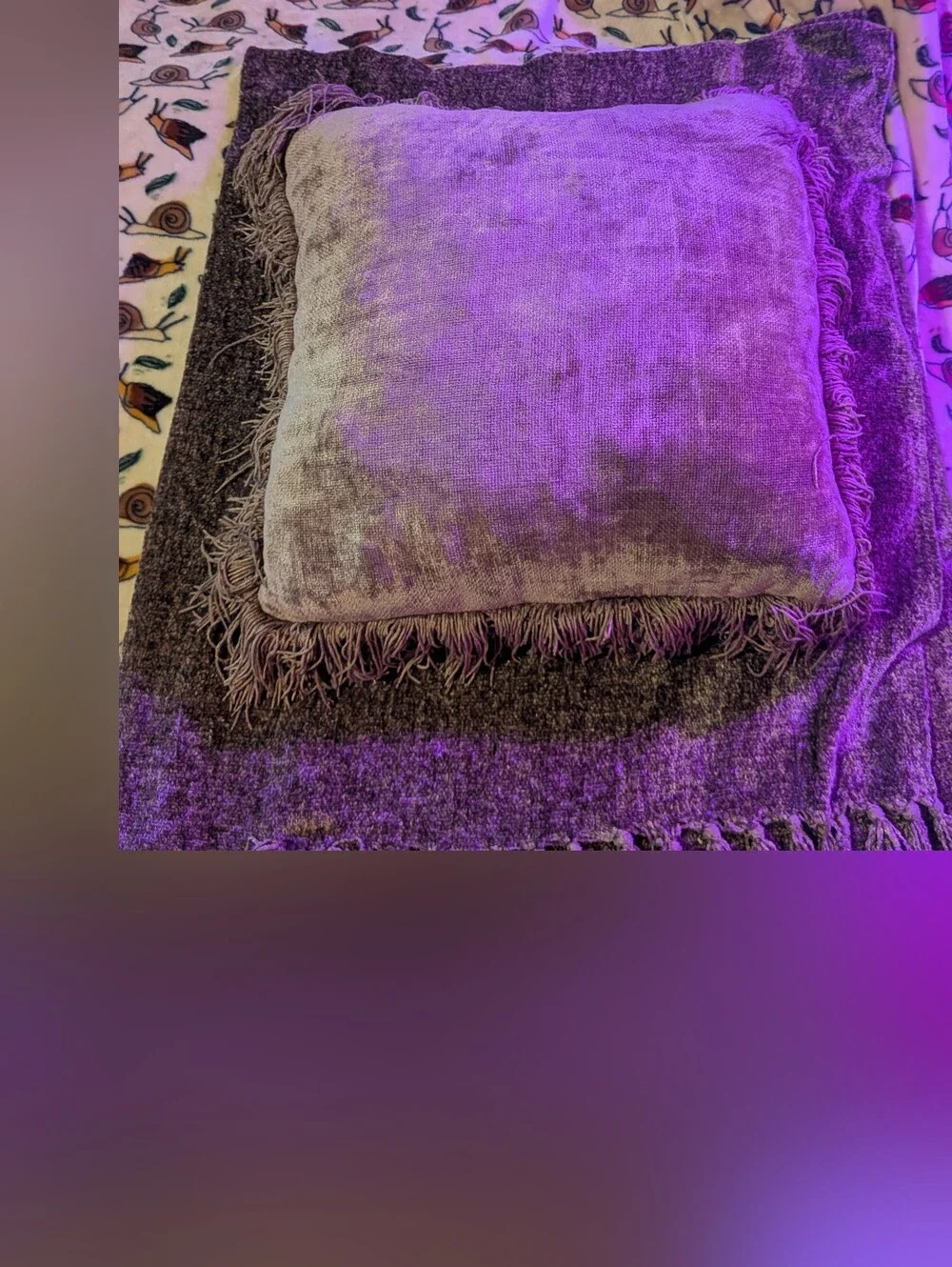 Pier 1 Imports Plush Velvet Fringe Throw Blanket With  Pillow in Bronze/Tan