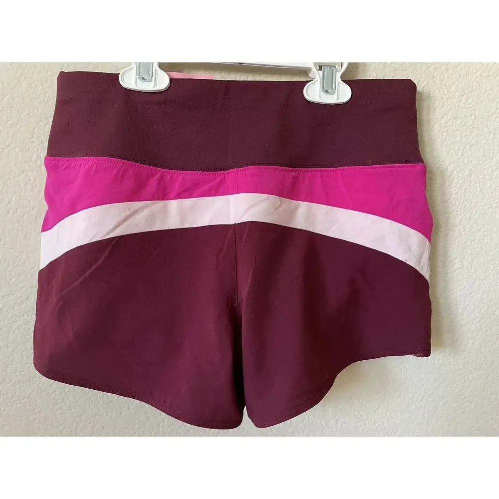 Justice Pink Burgundy Colorblock Girls’ Built In Liner Running Shorts Size 10