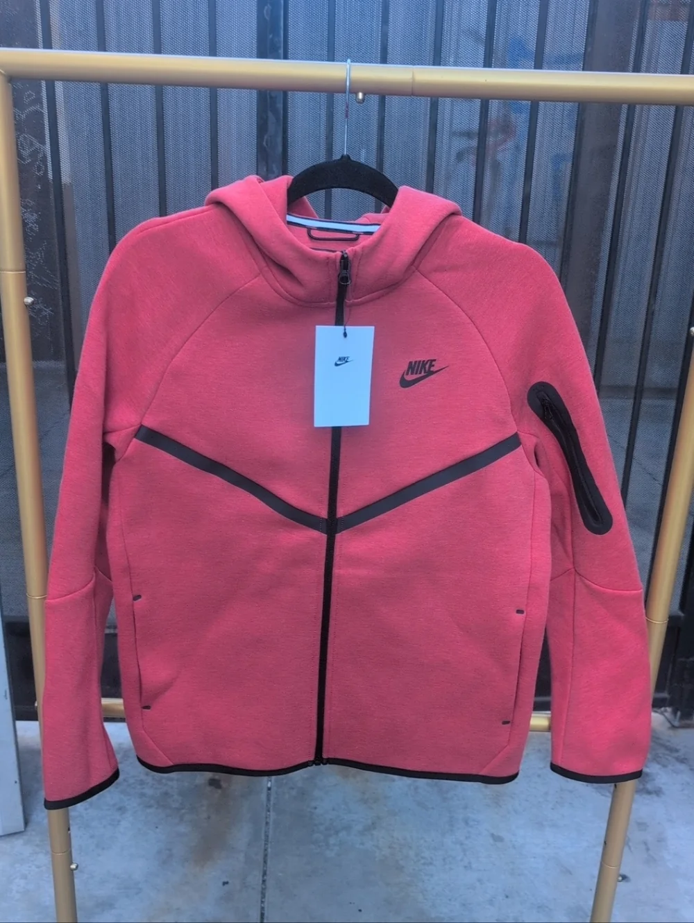 Kids' Red Nike Tech  Hooded Zip Jacket Size L