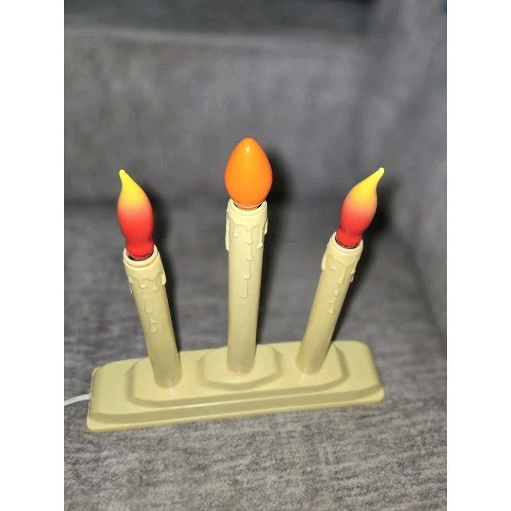 VINTAGE 2 sets Christmas Candelabras Window Candles 3 light Electric Tested