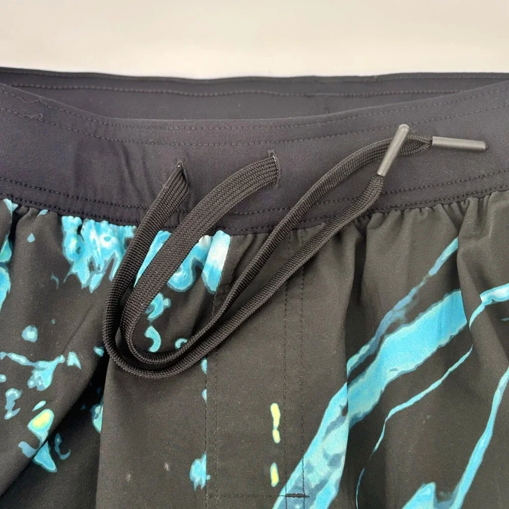 Under Armour Mens Loose Fit‎ Athletic Shorts Black Blue Marble Print Medium 7in