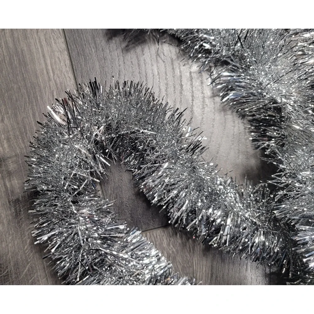 Unbranded Silver Metallic Tinsel Christmas Garland Approx 98 ft. (6×14ft/2×7ft)