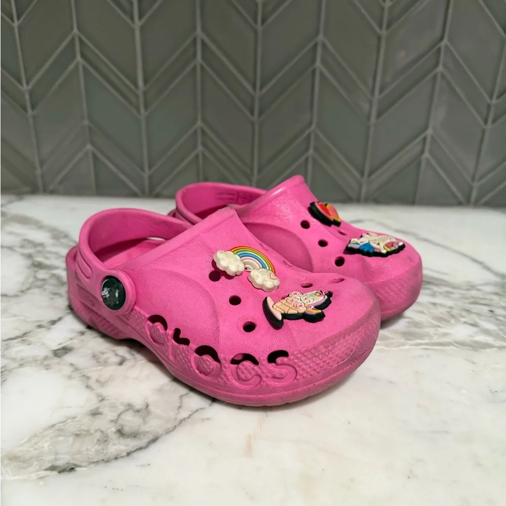 $20 ADD ON Crocs 9 Hot Pink Charms 9c Natives Water Shoes‎