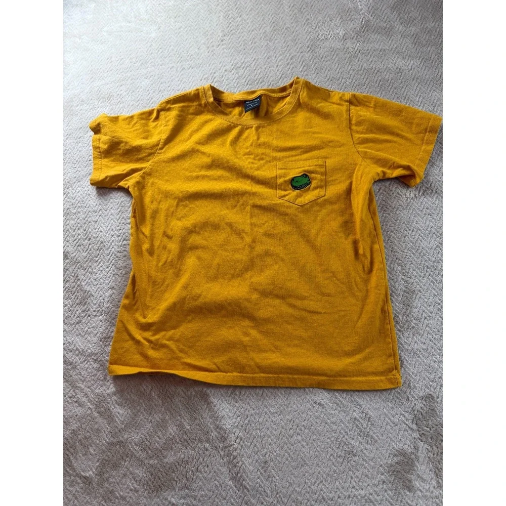 Disney Pixar CacoToy Story T-Shirt Kids S Mustard Yellow Cotton Chest Pocket Tee