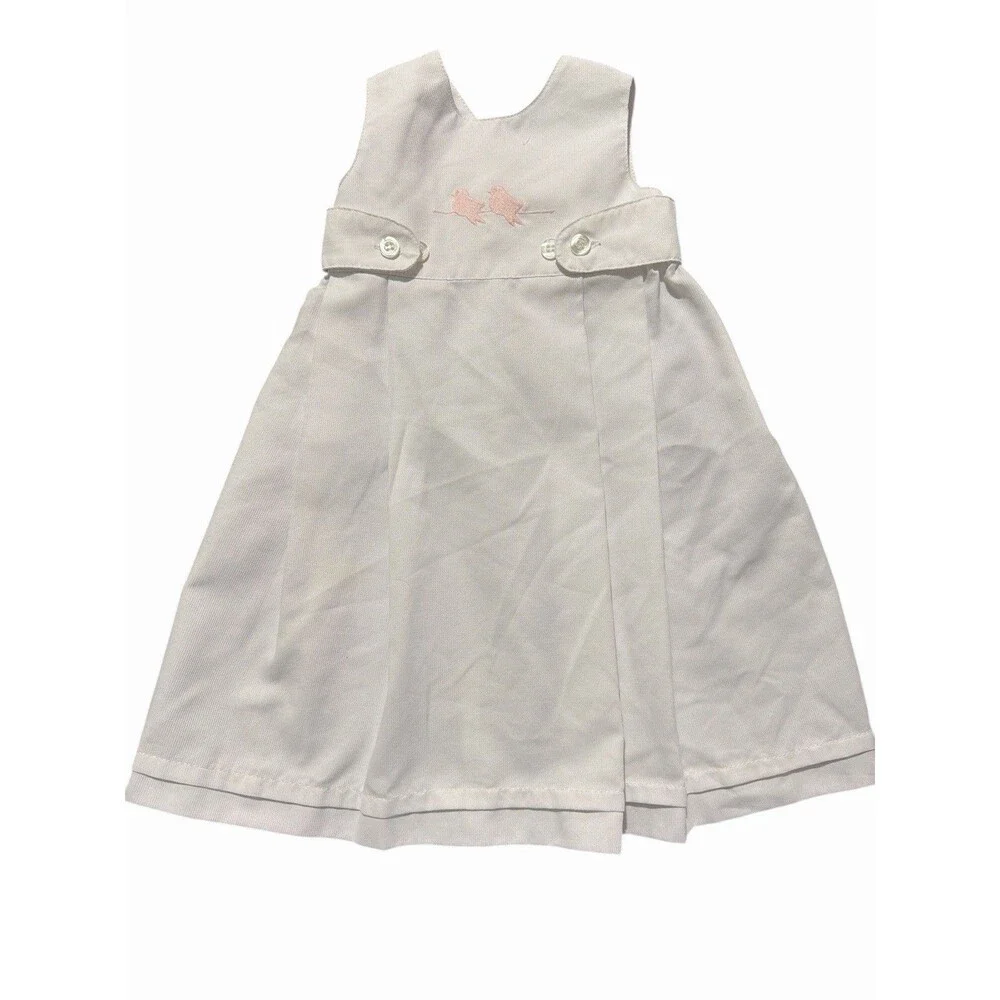 Teresa Alecrim Baby Girl White Dress 3–6 Months Sleeveless‎ Embroidered Birds