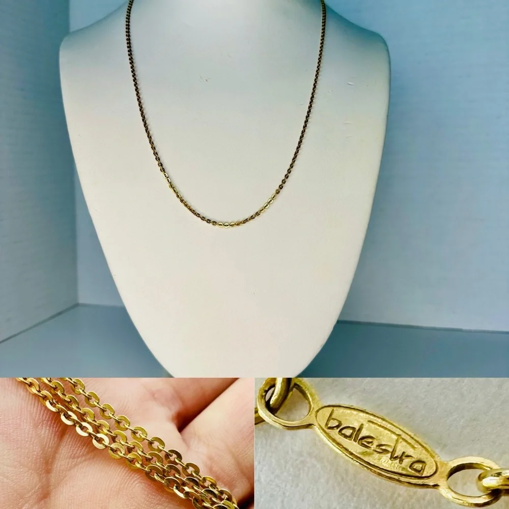 Vintage BALESTRA Solid 18k Italian Yellow Gold 20” Cable Chain Necklace, 4.9g