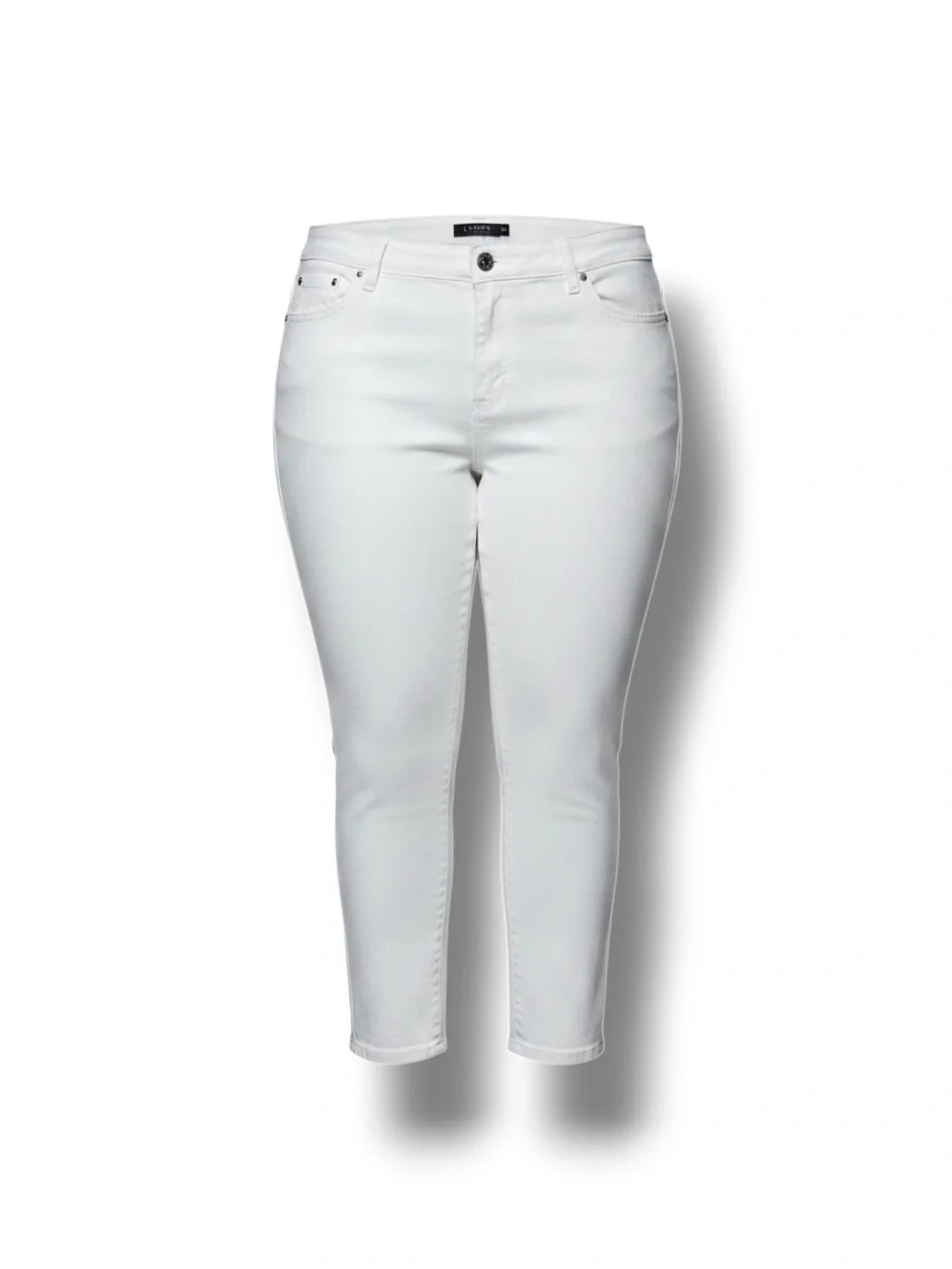 Lauren Ralph Lauren Womens Plus Premiere Cropped Skinny Zipper Ankle Jeans White