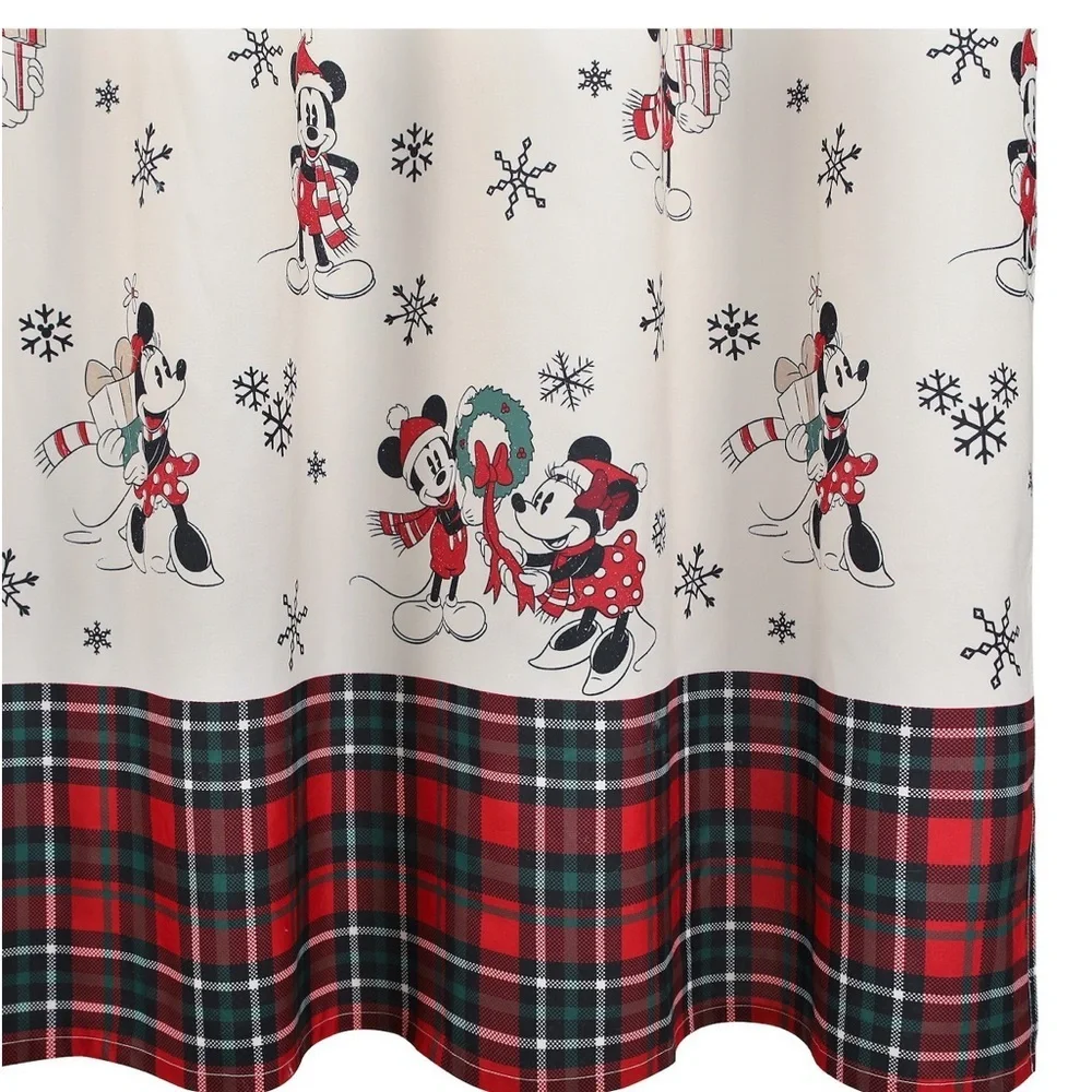 🆕 DISNEY Mickey and Minnie Shower Curtain Bath Rug  Hand Towel Bathroom Set