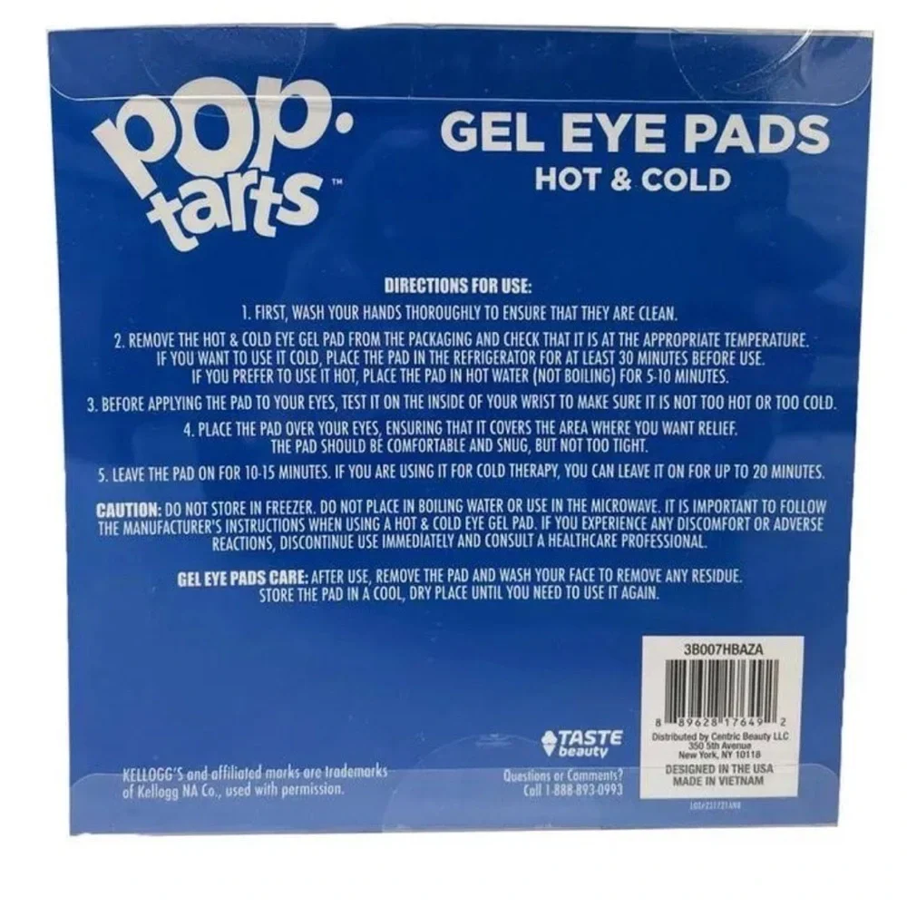 Pop-Tarts Gel Eye Pads Hot & Cold -Relief for Eye Puffiness (2 Pairs)- NWT