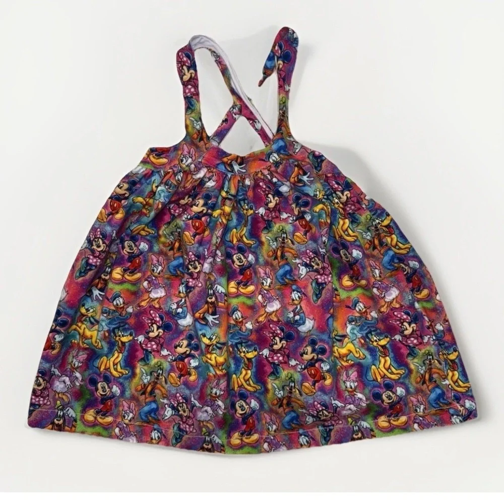 Disney Characters Vintage Pattern Handmade Sleeveless Baby Girls Dress Toddler