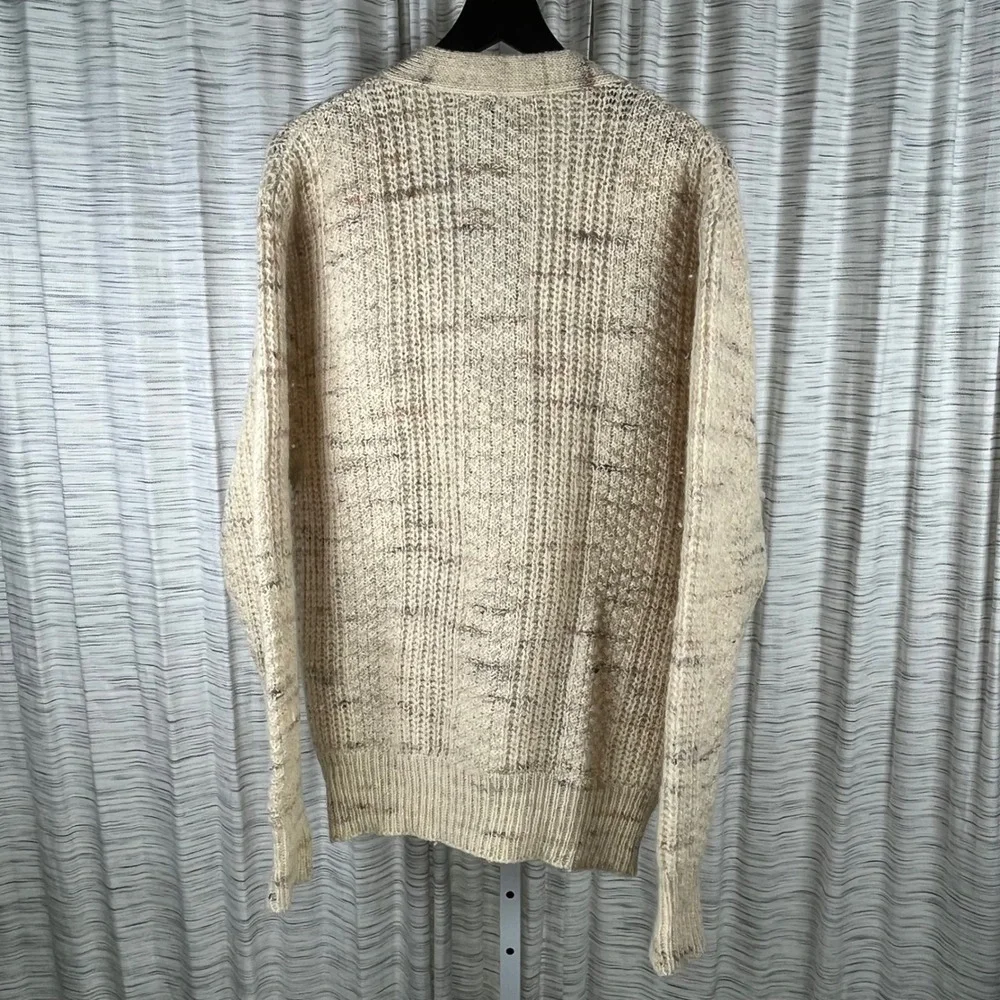Vintage Pendleton Wool Cardigan Sweater Mens Large Cream Tan Marled Knit USA