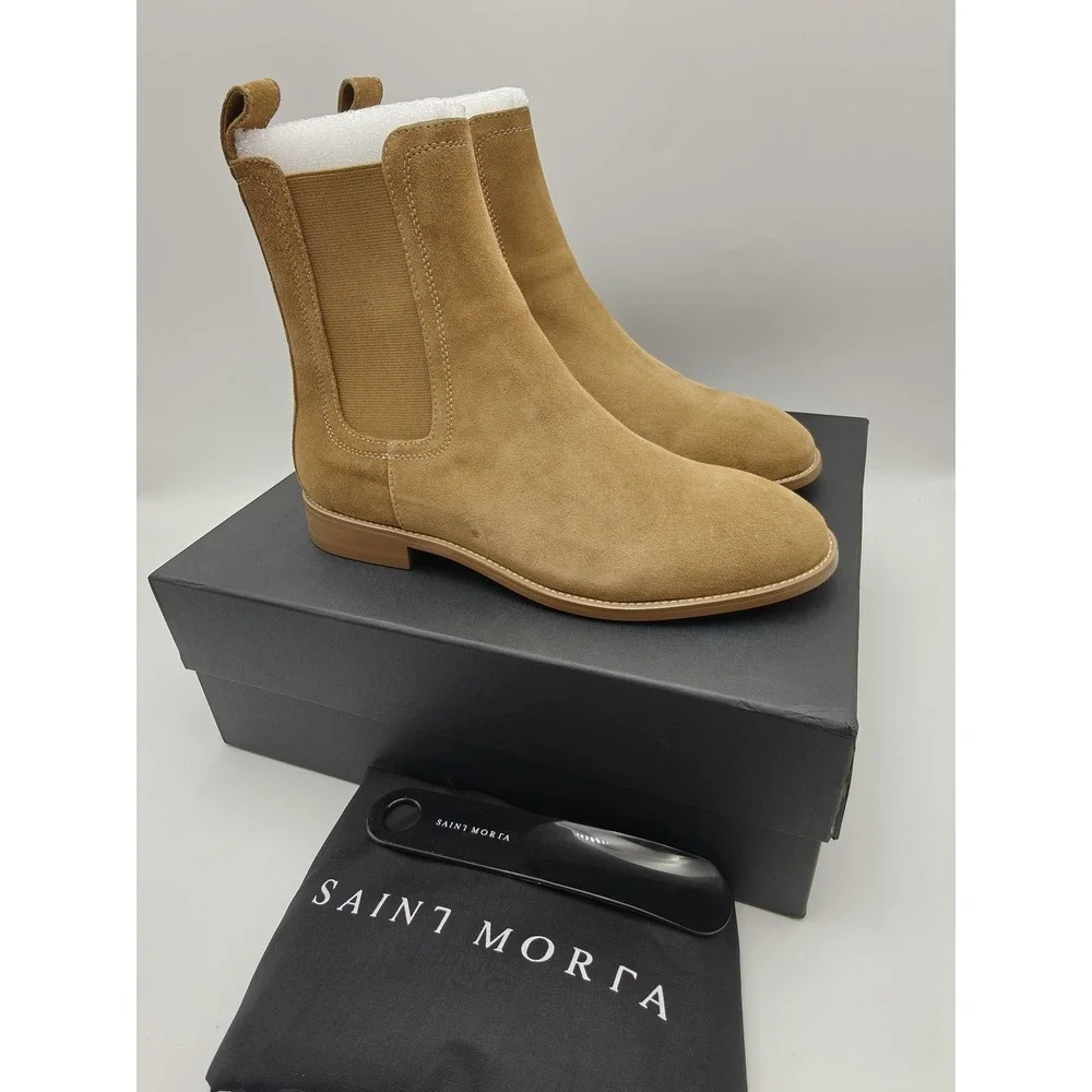 Saint Morta Nomad Chelsea Boots Mens Size 8 Brown Suede Ankle Pull‎ On Camel