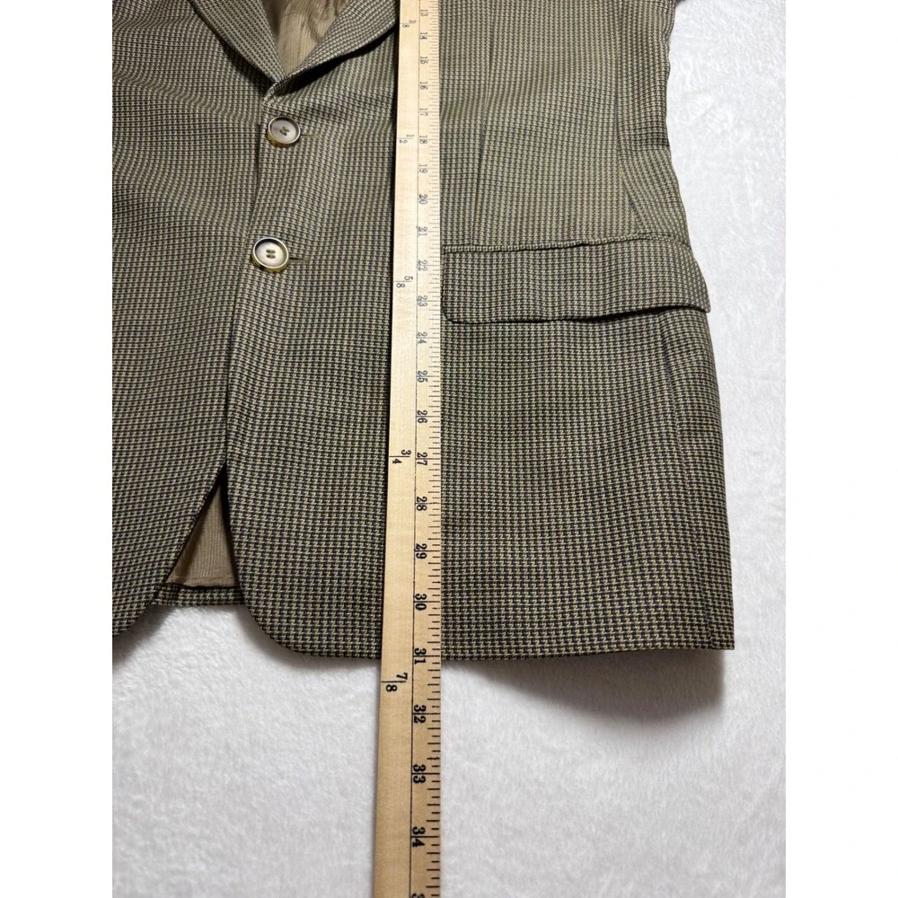 Ermenegildo Zegna Soft Mens Brown Navy Houndstooth Wool Blazer Sport Coat 50 40R