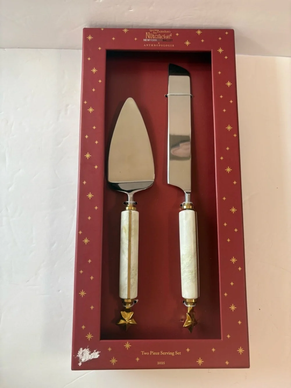 NWT Anthropologie New York City Ballet Marble Cake Serve Set