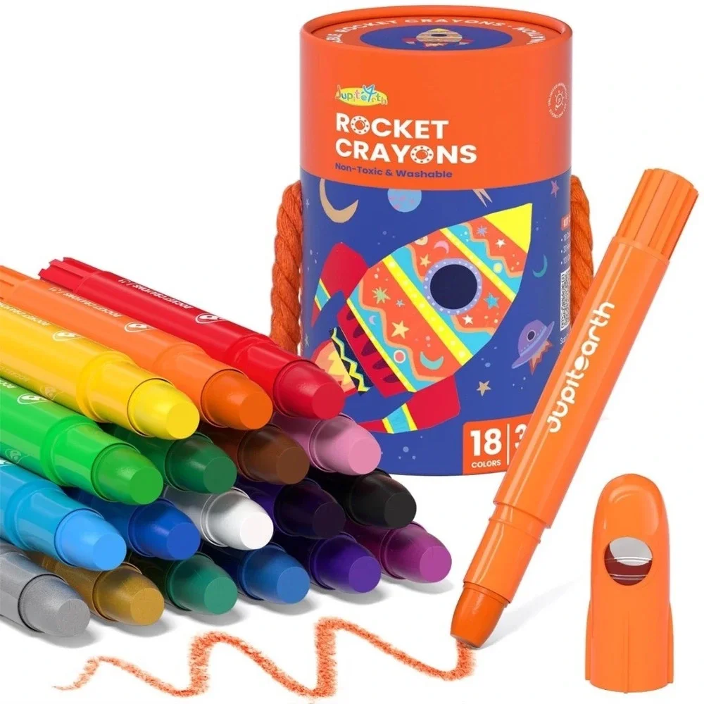 Jupitearth Rocket Crayons 18 Vibrant Colors Twist Up Design‎ For Kids