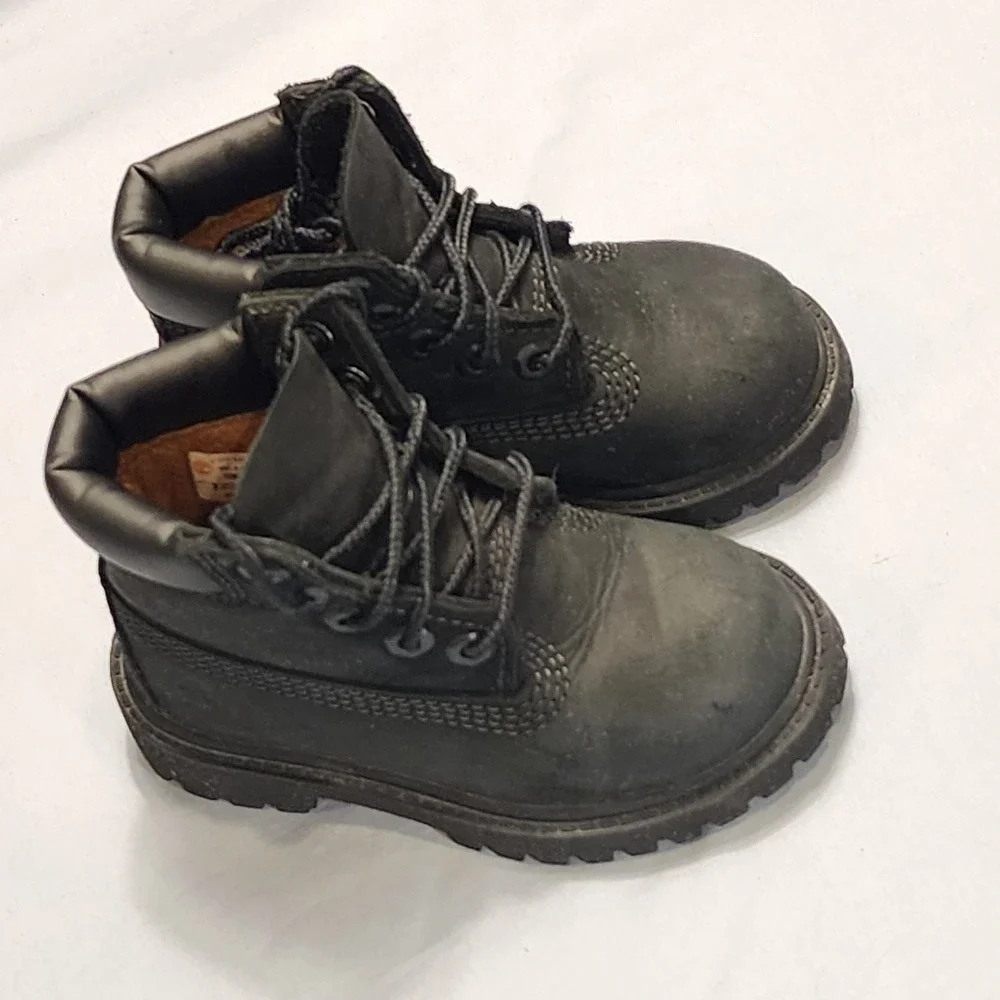 Timberland Premium Waterproof Toddler Boys Size 6‎ Black Leather Boots 12807