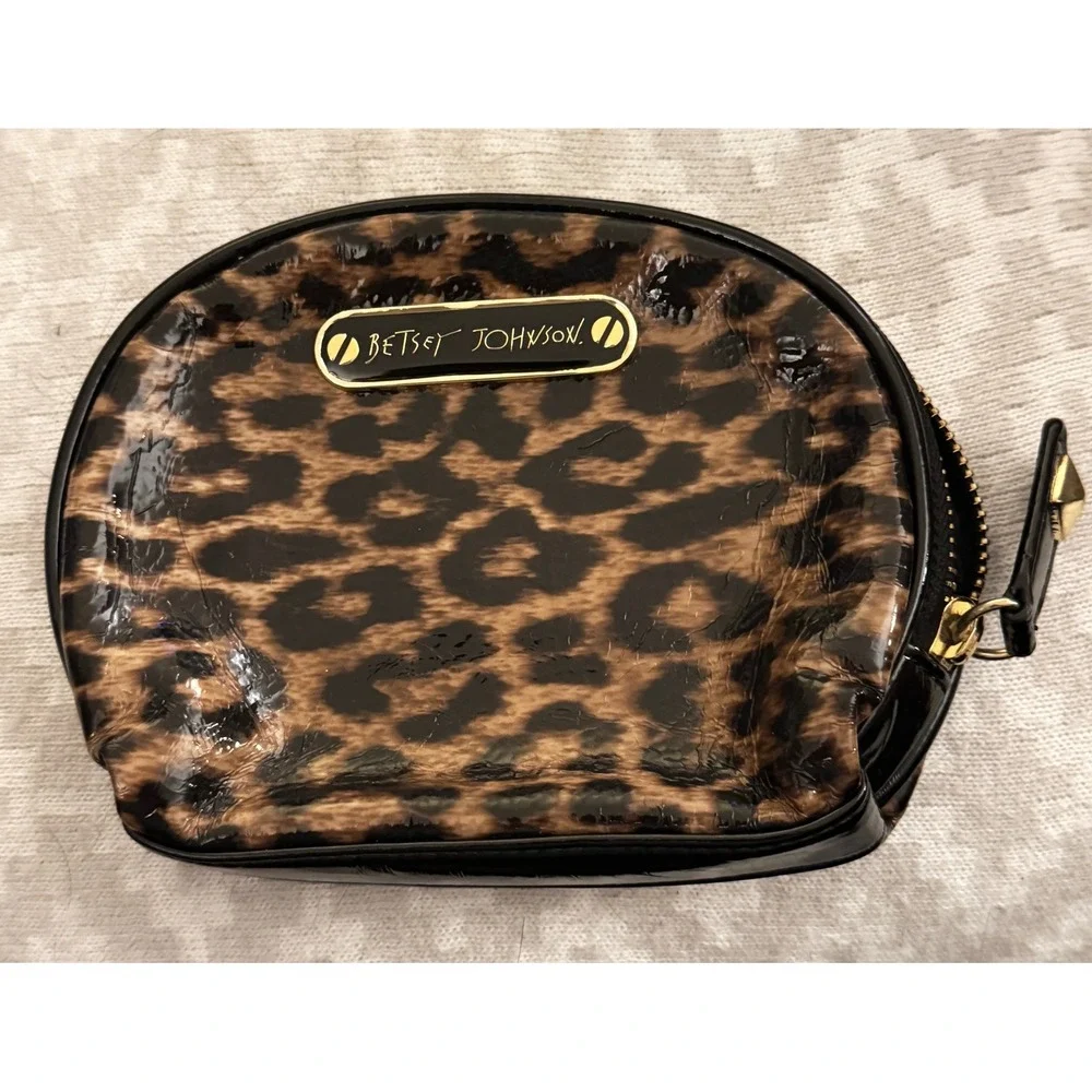 Betsey Johnson Leopard Print‎ Cosmetic Bag Makeup Pouch Small Purse