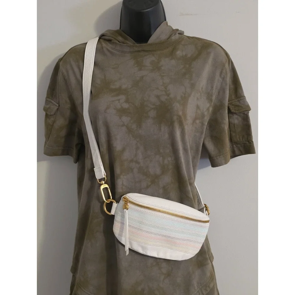 HOBO Fern Belt Bag‎ White Leather Zip Crossbody Shoulderbag
