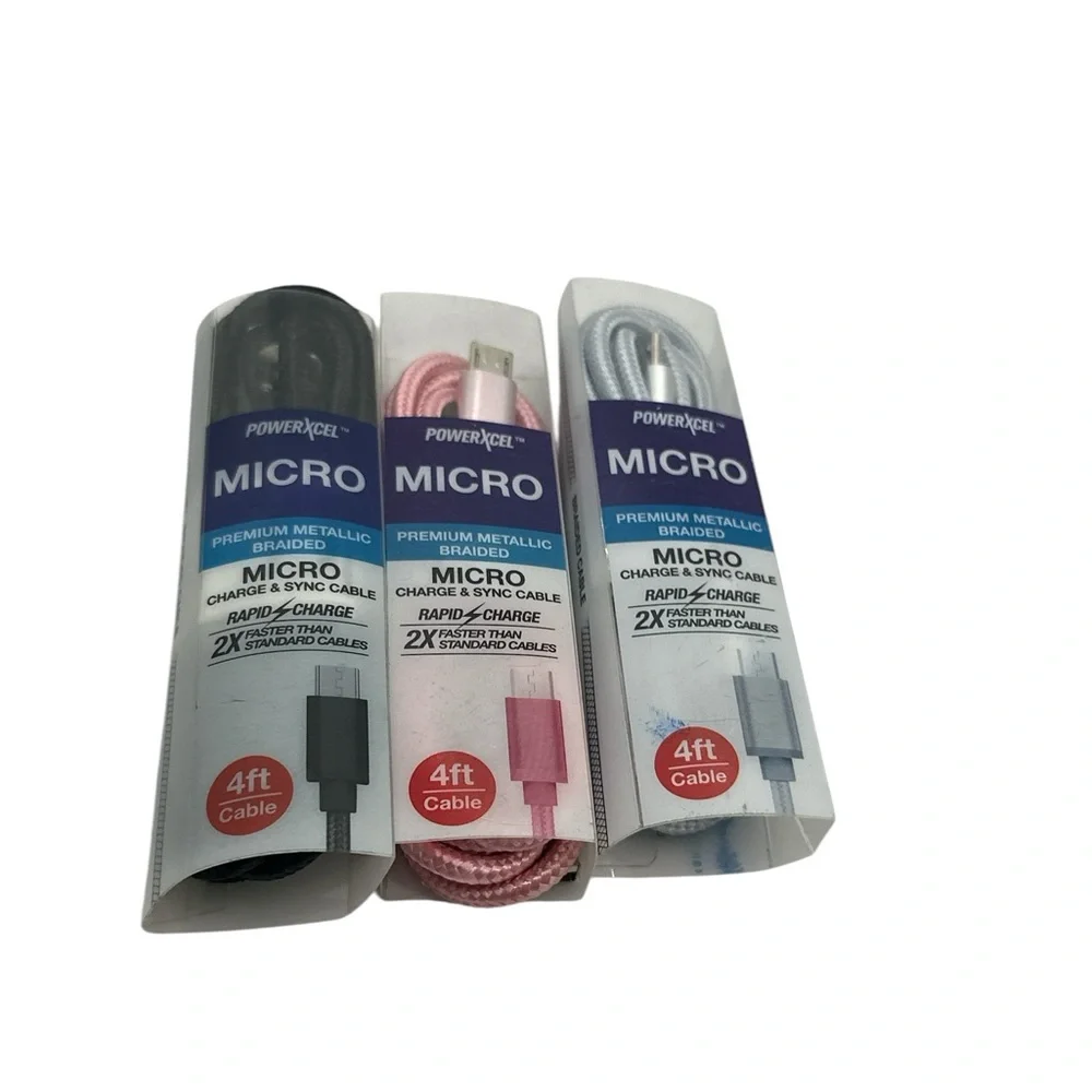 3 Pack - Pink, Black, and Silver Micro USB Cable - 4ft‎