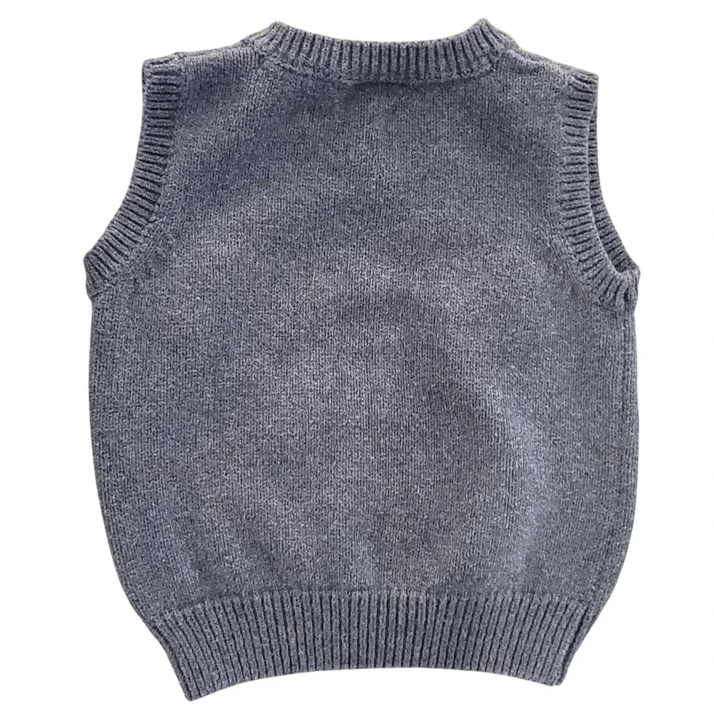 Gymboree Boys Gray Fire Truck Cotton Knit‎ Sweater Vest 12-18 Months Dressed Up