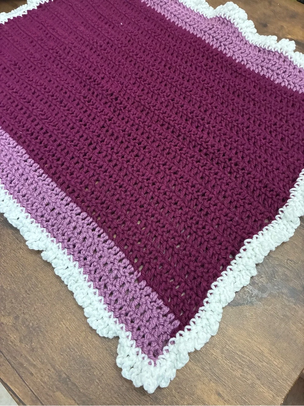 Handmade Crochet Purple Baby/ Doll Blanket