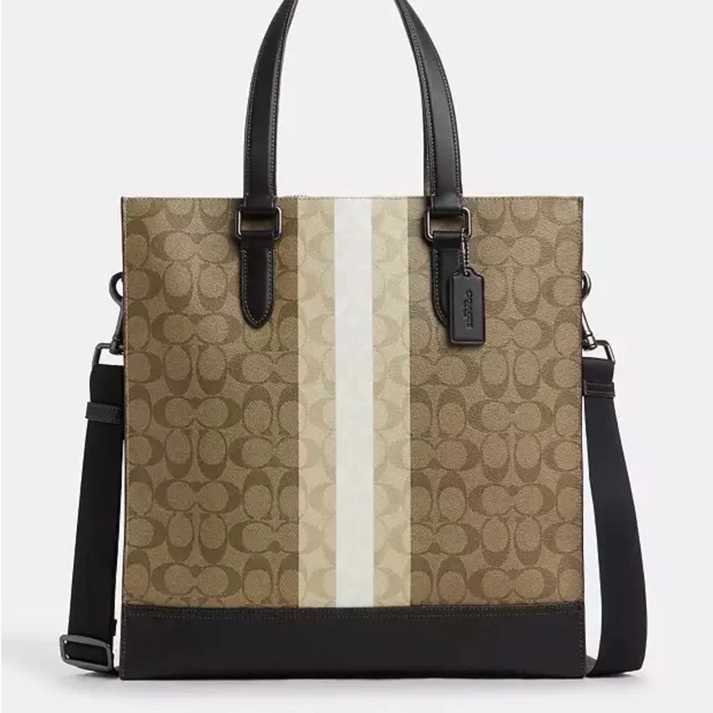 NWT！COACH GRAHAM STRUCTURED TOTE IN BLOCKED SIGNATURE CANVAS （CQ037）father gift