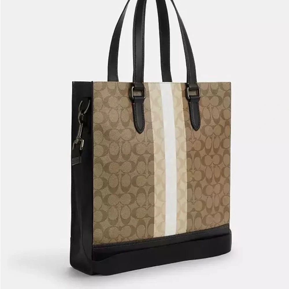 NWT！COACH GRAHAM STRUCTURED TOTE IN BLOCKED SIGNATURE CANVAS （CQ037）father gift