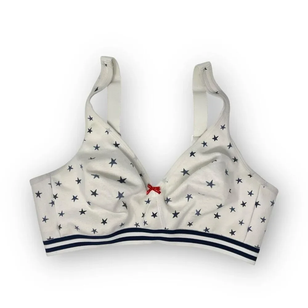 Cacique Lane Bryant Unlined Full Coverage No Wire White Stars Bra Women Size 42D