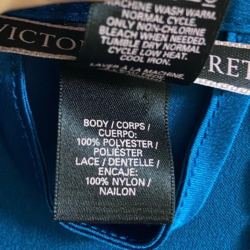 Victoria's Secret Teal Satin Lace-Trim Kimono Robe NWT