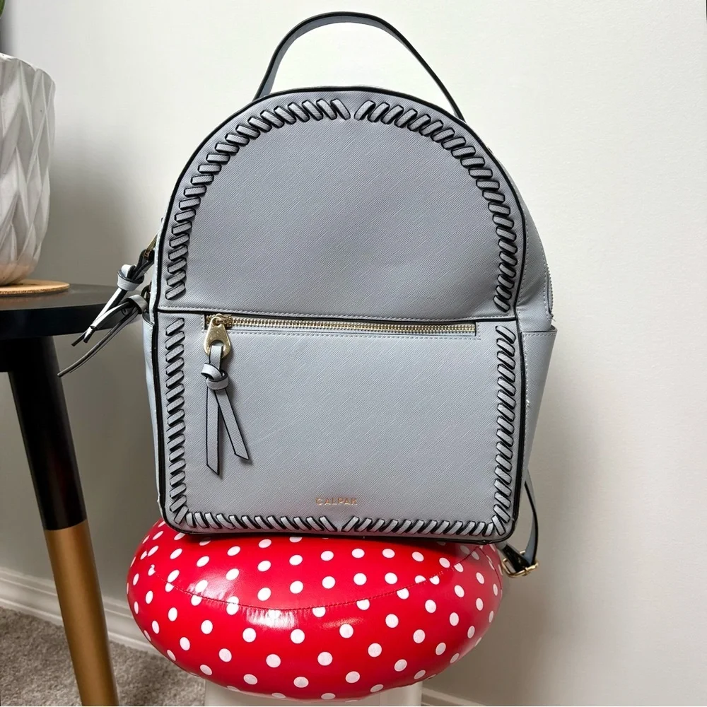 CALPAK Kaya Faux Leather Light Blue Backpack