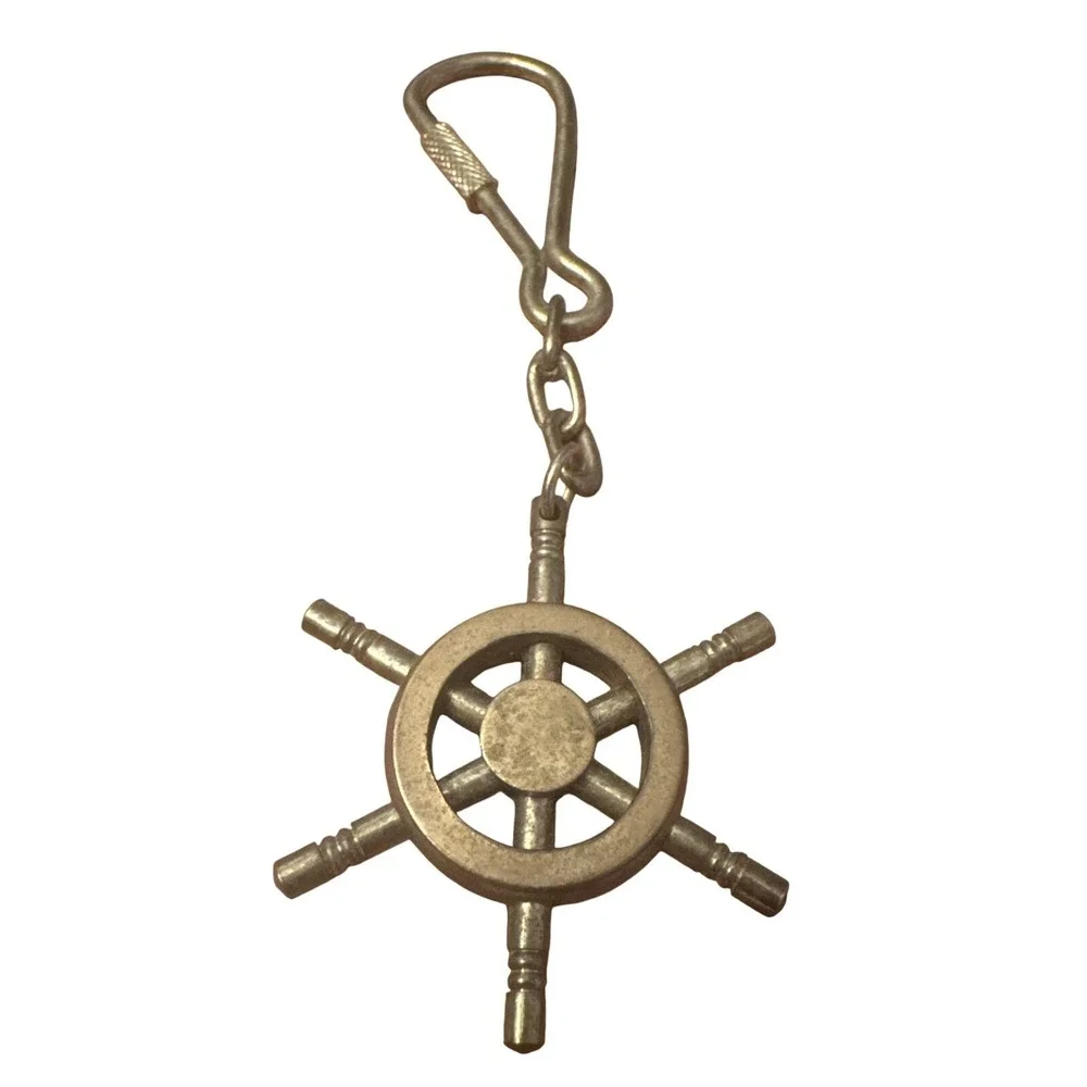 Unbranded Ship Wheel Keychain Unisex‎ OS Gold Good Nautical Brass Helm Maritime