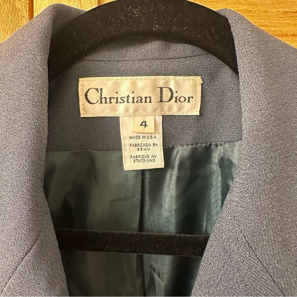 Christian Dior Vintage Waist Lenght Blazer in gray blue size 4