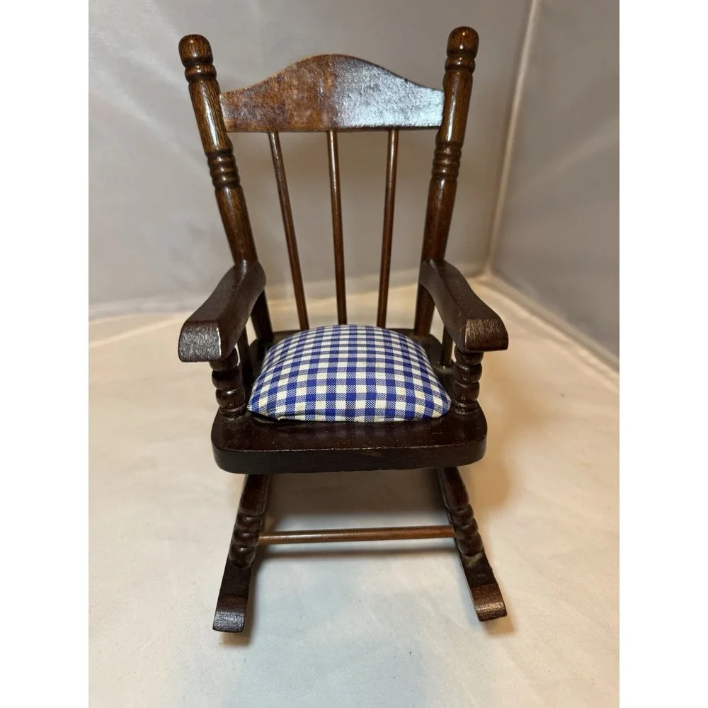 VTG Wooden Tiny Rocking Chair Pin Cushion Needles Sewing Doll Barbie‎
