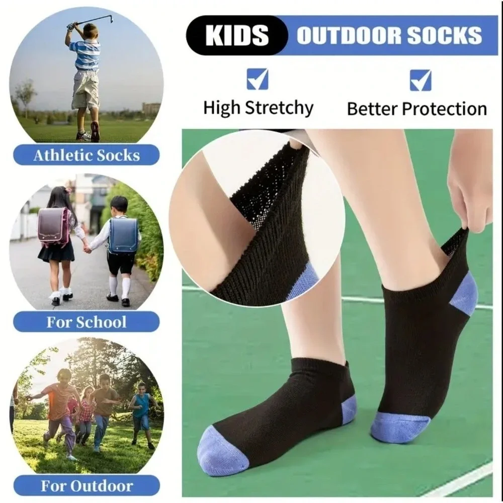 Calcetines Unisex De Corte Bajo Negros‎ Para Niños De 4 A 6 Años Amortiguación 5