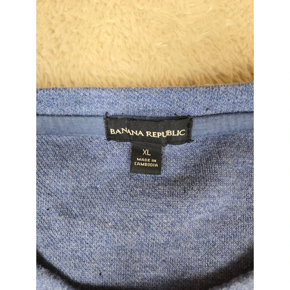 Banana Republic Mens Heathered Blue‎ Crew Neck Raglan Sleeve Sweatshirt XL