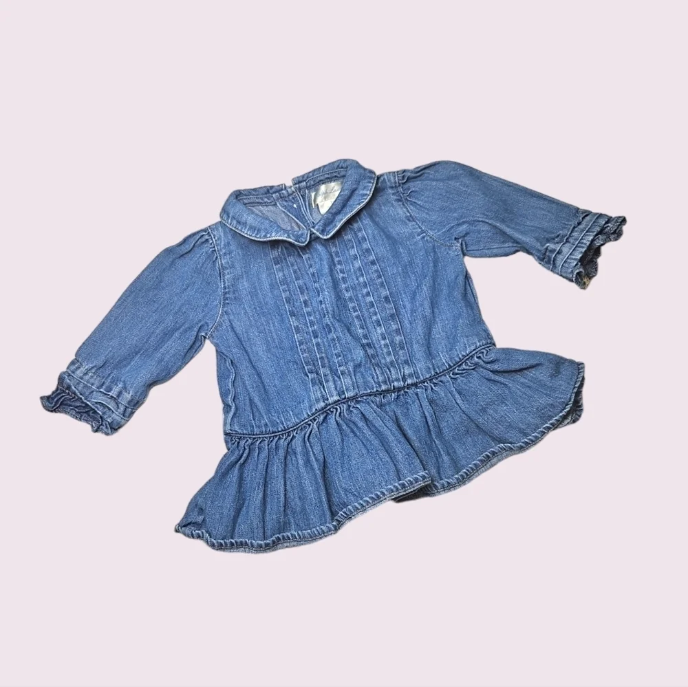 Ralph Lauren Baby Girl Long Sleeve Jean Top Size 3 Months