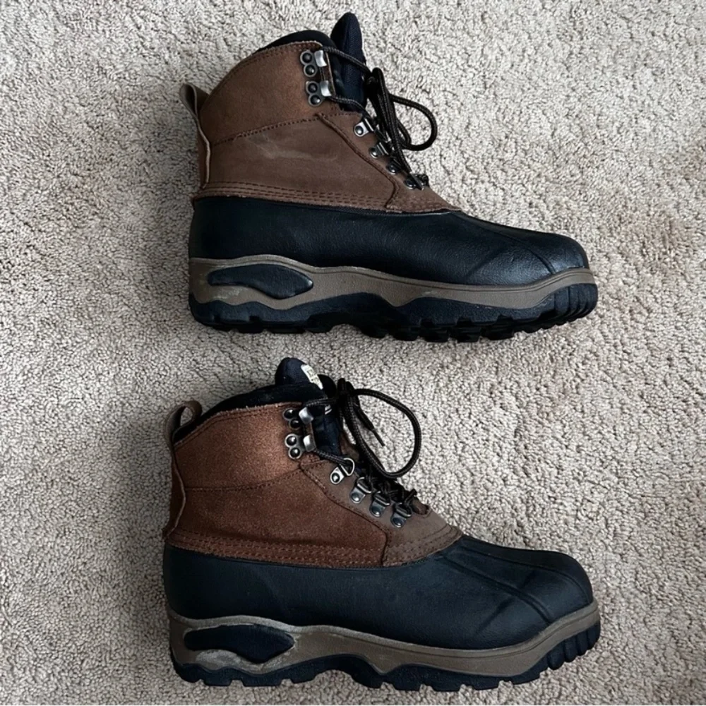 Rugged Exposure Men's Black and Brown Insulated Rain Snow Hiking Hunting Boots