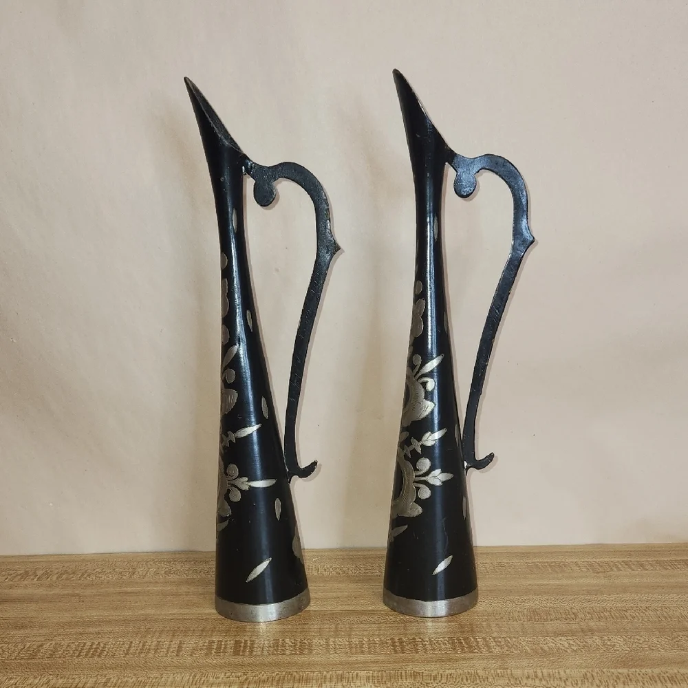 Elegant Black and Silver Decorative Vases