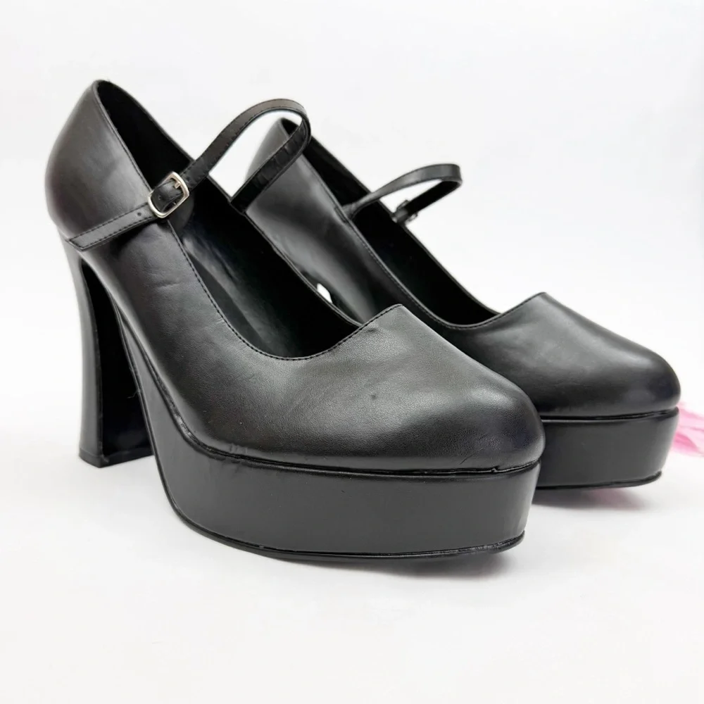 Demonia Dolly-50 Mary Jane Platform Heels Black Vegan Leather Goth Grunge Punk