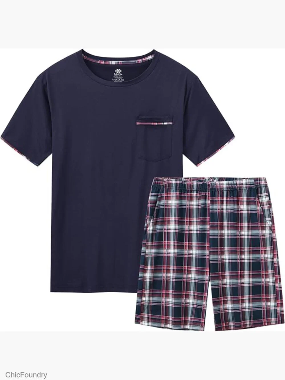 Men's Pajama Short Set Short Sleeve Sleepwear Loungewear with Pockets S-3XL