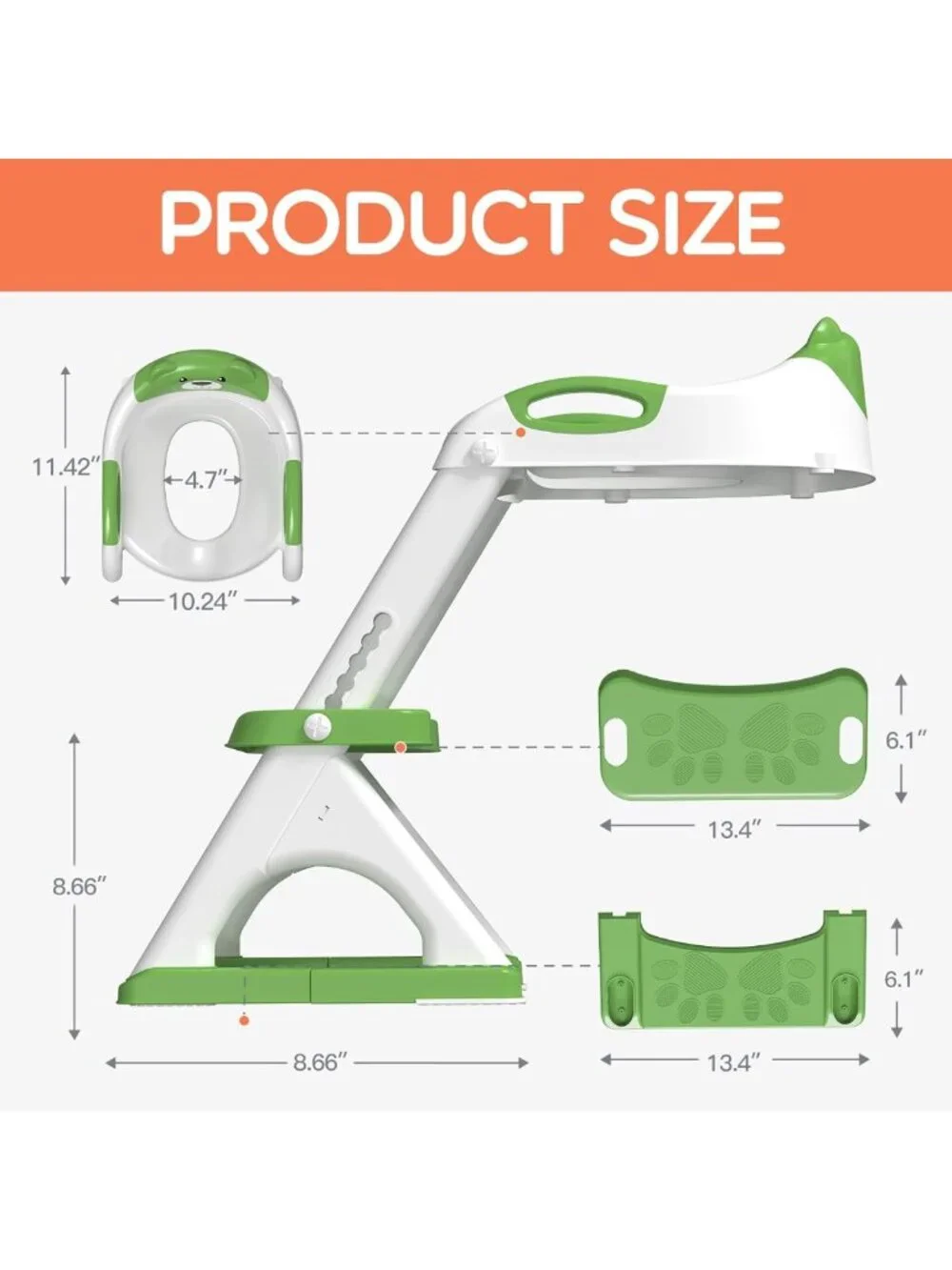 Adjustable Potty Training Seat with Step Stool Ladder for Toddlers, Anti-Slip