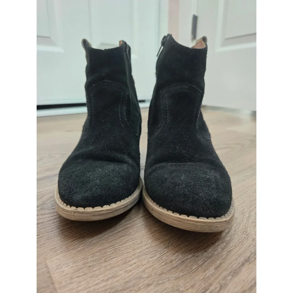 Eric Michael 37 Suede Star Ankle Boots Western Booties Stacked Block Heel