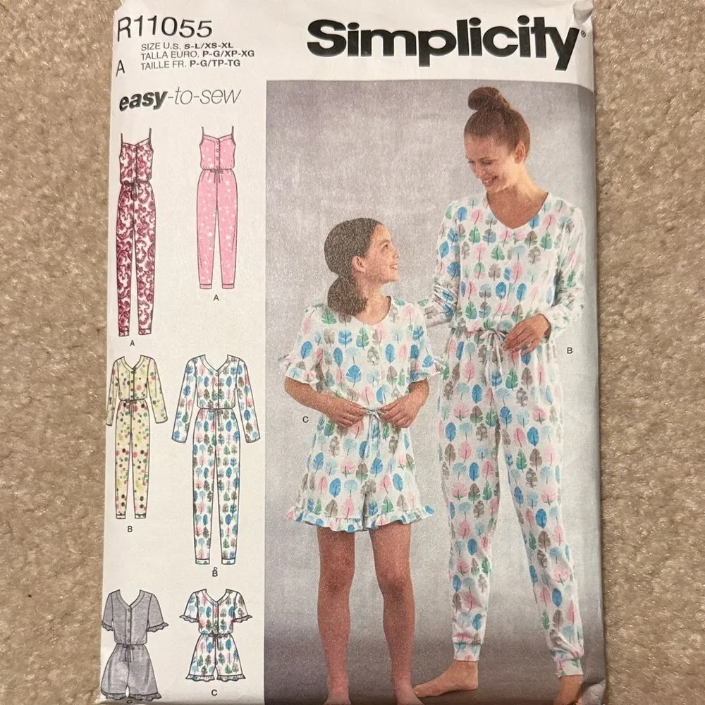 Simplicity mom and me pajama sewing pattern