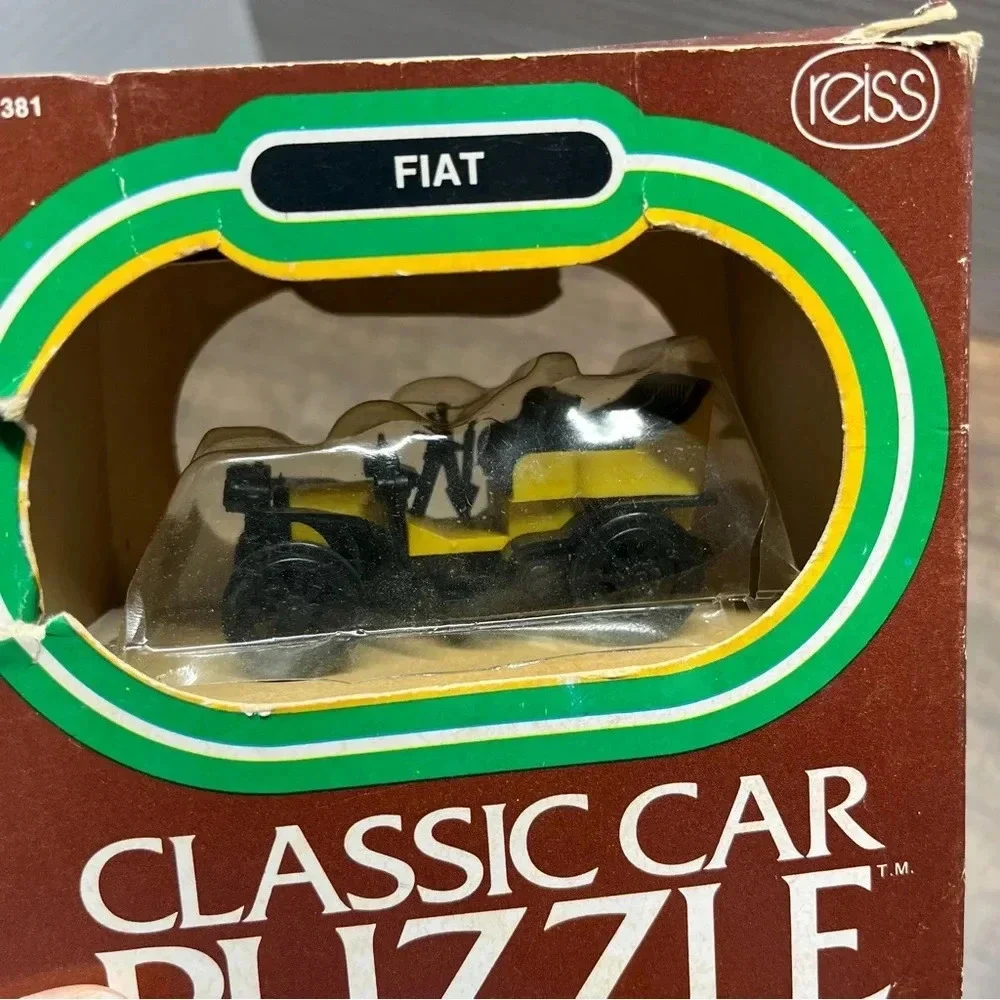 Vintage 1976 Reiss Classic Car Puzzle Yellow Fiat Style #381 New Sealed
