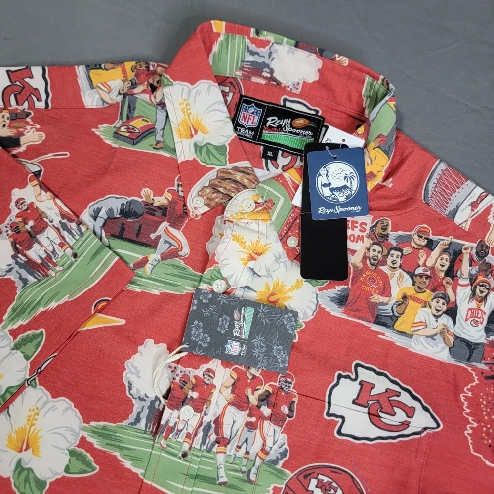 Kansas City Chiefs Reyn Spooner Shirt Mens XL Hawaiian Aloha Football SS NWT